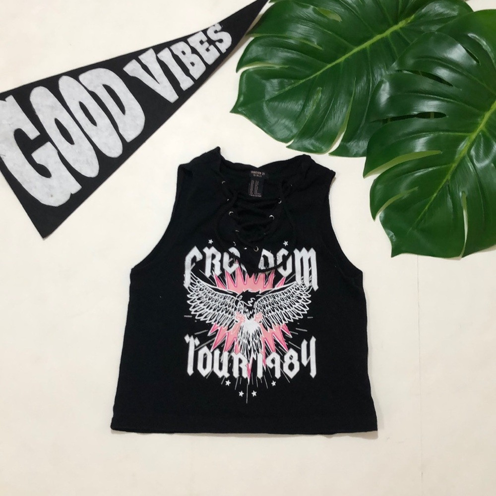 Forever 21 Girls Freedom Tour Lace Up Tank, 5/6 - Picture 1 of 7